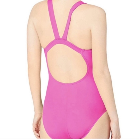 Nike Mesh Solid Edge V-Back One Piece Swimsuit - Picture 3 of 5